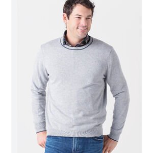 NWT Southern Tide Jade Heather Seagull Grey Tipper Crewneck Pullover Medium